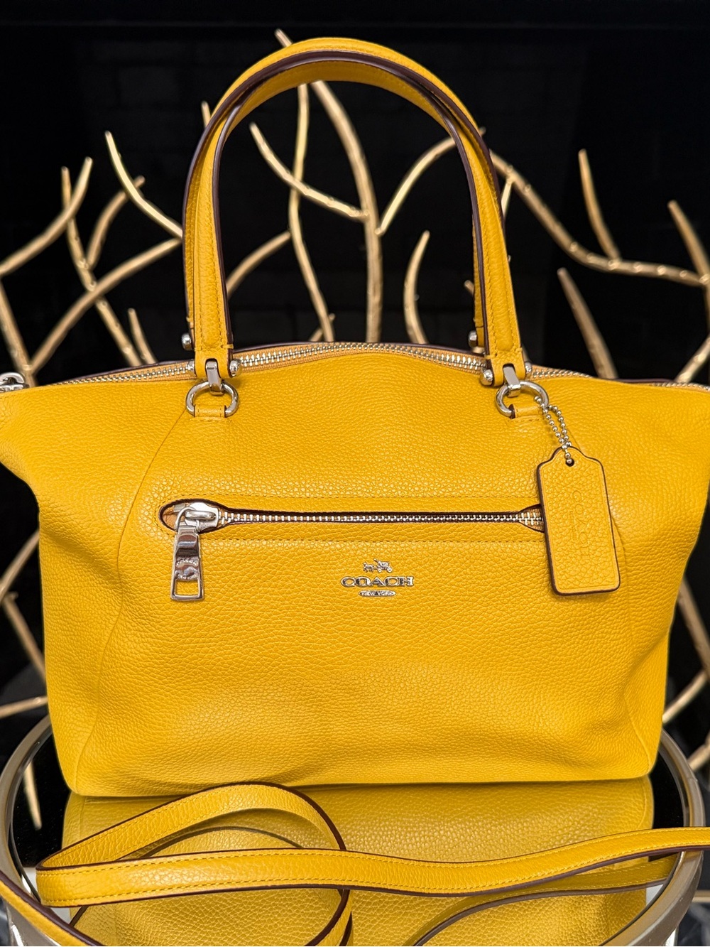Coach Prairie Satchel - Golden Yellow Pebbled Leather